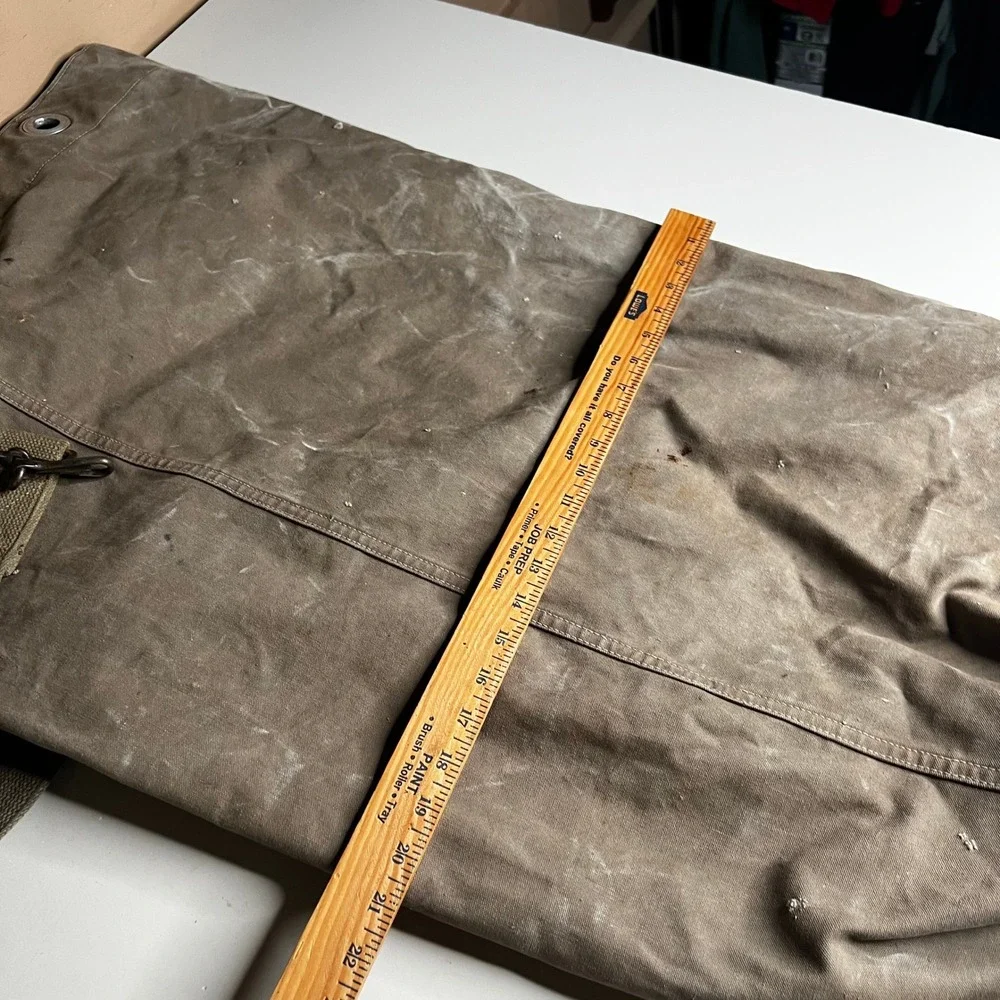Vintage West German Military Canvas Duffle Bag Olive Drab Surplus Sea Bag 34in